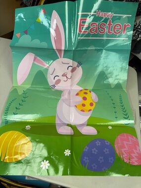 Happy Easter Bunny Party Poster - Green pin the tail on the bunny blindfold game
